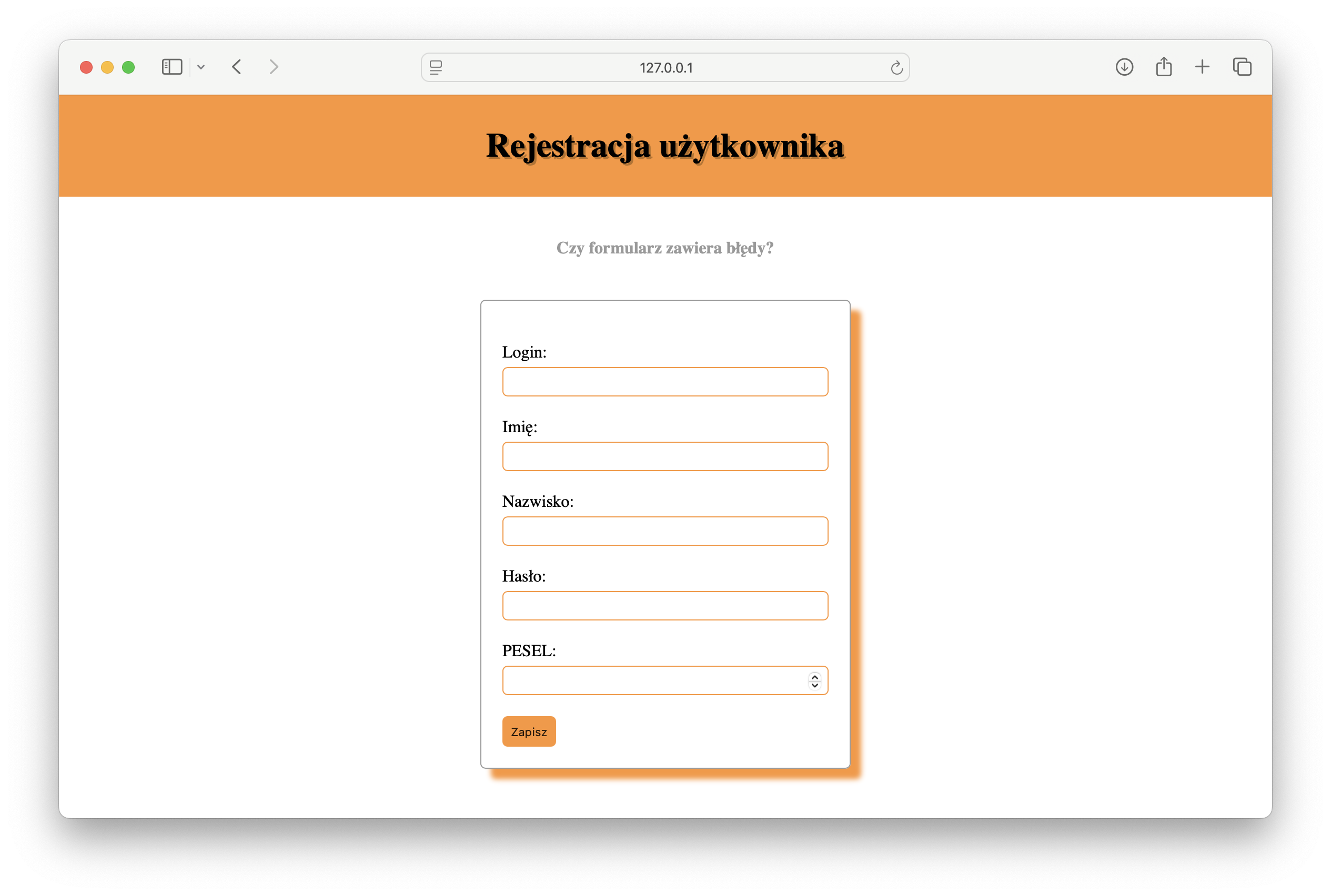 register form